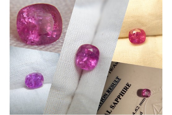 Bi-Color Hot Pink Sapphire - 1.475 ct - GIA Certified - Heated - Cushion Cut