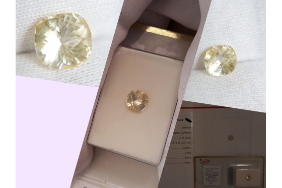 Yellow Sapphire - 2.16 ct - unheated - AGL certified - cushion cut