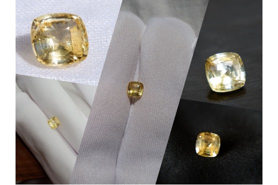 GIA Certified 1.06 ct Unheated Yellow Sapphire - Cushion Cut - Handcrafted