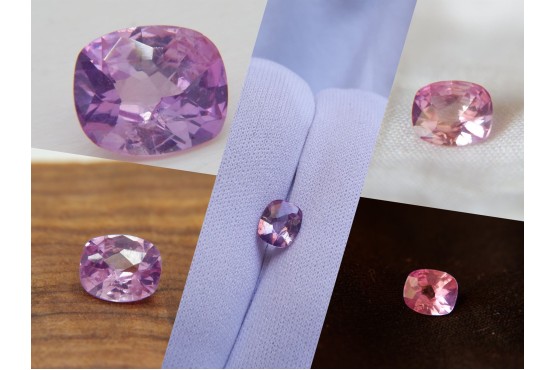 Pastel Padparadscha Sapphire - 1.44 ct - Unheated - Checkerboard Cushion Cut