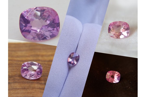 Pastel Padparadscha Sapphire - 1.44 ct - Unheated - Checkerboard Cushion Cut