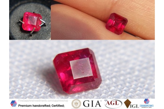 0.711 ct IGL Certified Blood Red Ruby - Untreated - Eye Clean - Octagon Cut