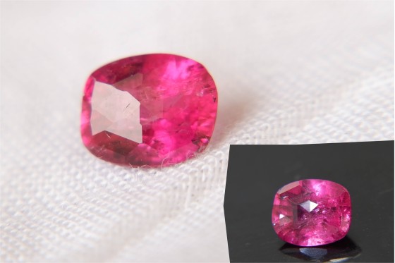 Pinkish-Orange Tourmaline 0.60 ct - Cushion Cut - Unheated - IGL Certified