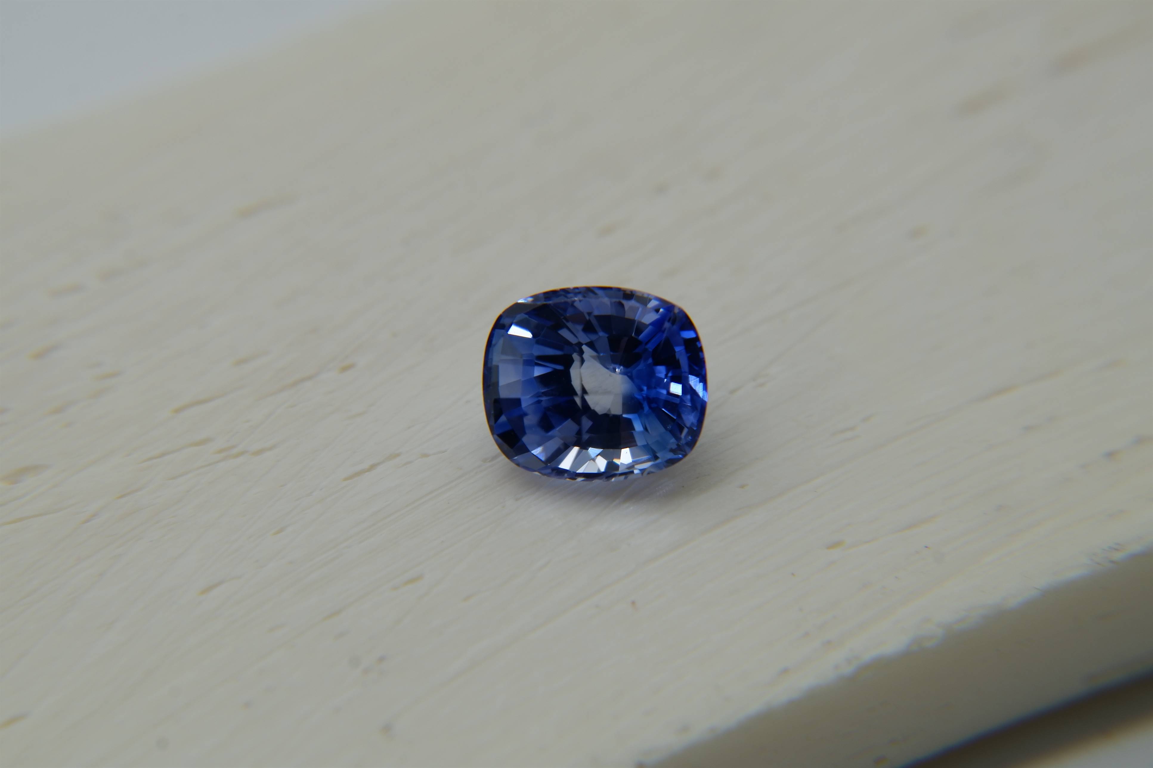 1.984 ct - IGL Certified Velvet Blue Sapphire - Cushion Cut - Eye Clean